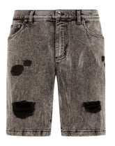 Gray slim-fit stretch jeans with rips - | Dolce & Gabbana