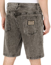 Gray slim-fit stretch jeans with rips - | Dolce & Gabbana
