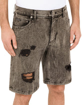 Gray slim-fit stretch jeans with rips - | Dolce & Gabbana