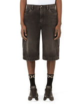 Washed black cargo shorts - | Dolce & Gabbana