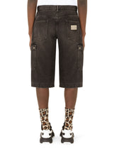 Washed black cargo shorts - | Dolce & Gabbana