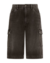 Washed black cargo shorts - | Dolce & Gabbana