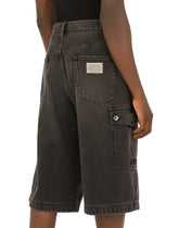 Washed black cargo shorts - | Dolce & Gabbana