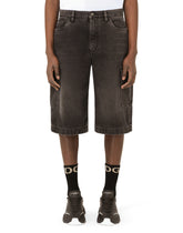 Washed black cargo shorts - | Dolce & Gabbana