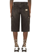 Washed black cargo shorts - | Dolce & Gabbana