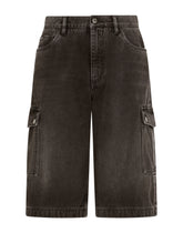 Washed black cargo shorts - | Dolce & Gabbana