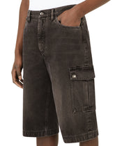 Washed black cargo shorts - | Dolce & Gabbana