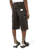 Washed black cargo shorts - | Dolce & Gabbana