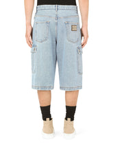 Light blue denim cargo shorts - | Dolce & Gabbana