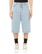 Light blue denim cargo shorts - | Dolce & Gabbana