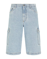 Light blue denim cargo shorts - | Dolce & Gabbana