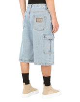 Light blue denim cargo shorts - | Dolce & Gabbana