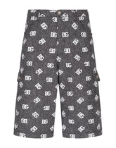 Cotton jacquard cargo shorts with DG logo - | Dolce & Gabbana
