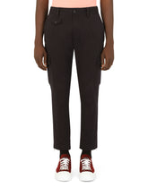 Stretch cotton cargo pants with patch embellishment - | Dolce & Gabbana