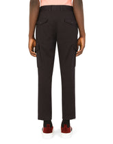 Stretch cotton cargo pants with patch embellishment - | Dolce & Gabbana