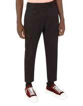 Stretch cotton cargo pants with patch embellishment - | Dolce & Gabbana