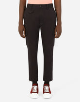 Stretch cotton cargo pants with patch embellishment - | Dolce & Gabbana