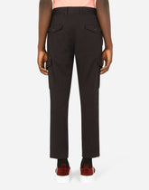 Stretch cotton cargo pants with patch embellishment - | Dolce & Gabbana