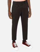 Stretch cotton cargo pants with patch embellishment - | Dolce & Gabbana