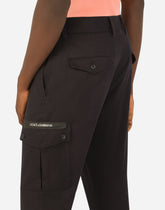 Stretch cotton cargo pants with patch embellishment - | Dolce & Gabbana