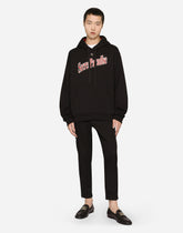 Stretch cotton cargo pants with branded tag - | Dolce & Gabbana