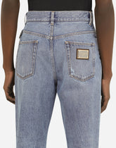 Blue wash high-waisted jeans - | Dolce & Gabbana
