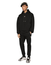 Technical jersey jogging pants with patch - | Dolce & Gabbana