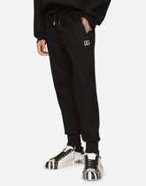 Technical jersey jogging pants with patch - | Dolce & Gabbana
