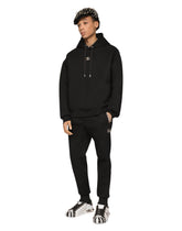 Technical jersey jogging pants with patch - | Dolce & Gabbana