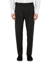 Stretch wool pants with belt - | Dolce & Gabbana