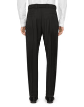Stretch wool pants with belt - | Dolce & Gabbana