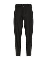Stretch wool pants with belt - | Dolce & Gabbana