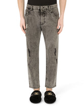 Loose gray wash jeans with keychain - | Dolce & Gabbana