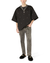 Loose gray wash jeans with keychain - | Dolce & Gabbana