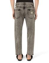 Loose gray wash jeans with keychain - | Dolce & Gabbana