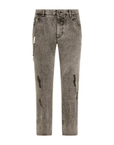 Loose gray wash jeans with keychain - | Dolce & Gabbana