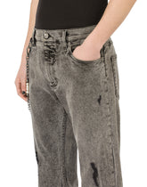 Loose gray wash jeans with keychain - | Dolce & Gabbana
