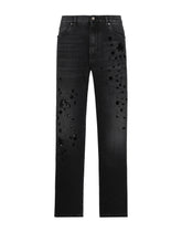 Oversize washed jeans with rhinestone embellishment - | Dolce & Gabbana