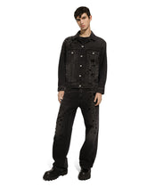 Oversize washed jeans with rhinestone embellishment - | Dolce & Gabbana