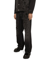 Oversize washed jeans with rhinestone embellishment - | Dolce & Gabbana