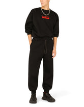 Cotton jogging pants with patch - | Dolce & Gabbana