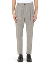 Cotton houndstooth pants with darts - | Dolce & Gabbana