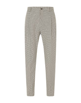 Cotton houndstooth pants with darts - | Dolce & Gabbana