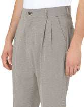 Cotton houndstooth pants with darts - | Dolce & Gabbana
