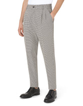 Cotton houndstooth pants with darts - | Dolce & Gabbana