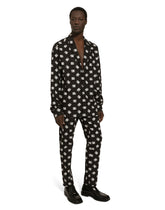 Poplin pants with DG logo print - | Dolce & Gabbana