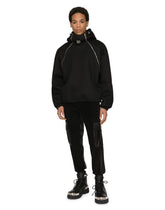 Velvet cargo pants with faux leather details - | Dolce & Gabbana