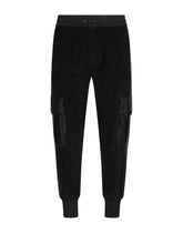Velvet cargo pants with faux leather details - | Dolce & Gabbana