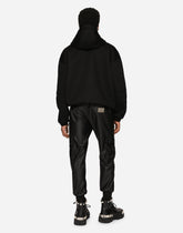 Velvet cargo pants with faux leather details - | Dolce & Gabbana