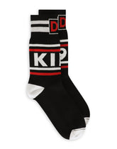 Stretch cotton socks with jacquard DG logo - | Dolce & Gabbana